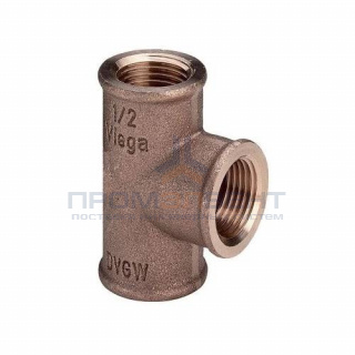 Тройник редукционный Viega 3130 - 1" x 1" x 1/2" (резьбовой, бронза без покрытия)