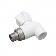 Кран шаровой для радиатора угловой Fusitek - 20 x 1/2" (Пайка/НР, для полипропиленовых труб, белый)
