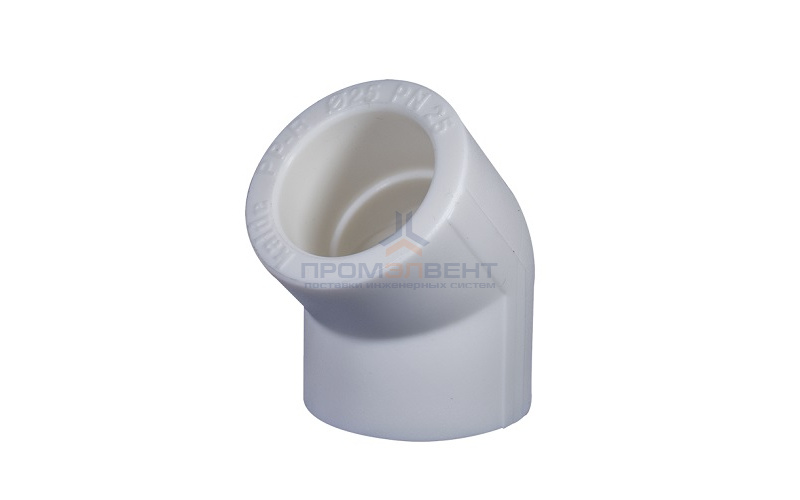 Отвод 45° KALDE - 25 (для полипропиленовых труб под пайку, цвет белый)