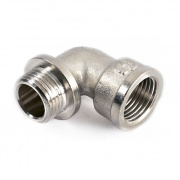 Отвод 90° с упором латунный резьбовой STOUT (НР/ВР) - 1"1/2 (никелированный)