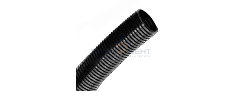 Труба PA6V0, гибкая гофр. д.29мм, без протяжки, цвет тёмно-серый [бухта 50м]