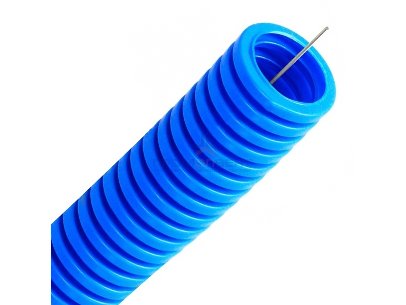 Труба ППЛ гофрированная DKC д.32мм, лёгкая с протяжкой, цвет синий [бухта 25м]
