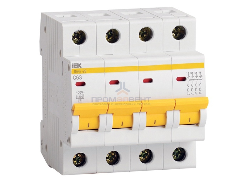 Автоматический выключатель ВА47-29 4Р 10А 4,5кА характеристика С ИЭК (автомат)