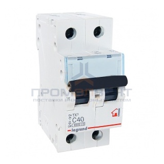 Автоматический выключатель Legrand TX3 C40A 2П 6kA (автомат)