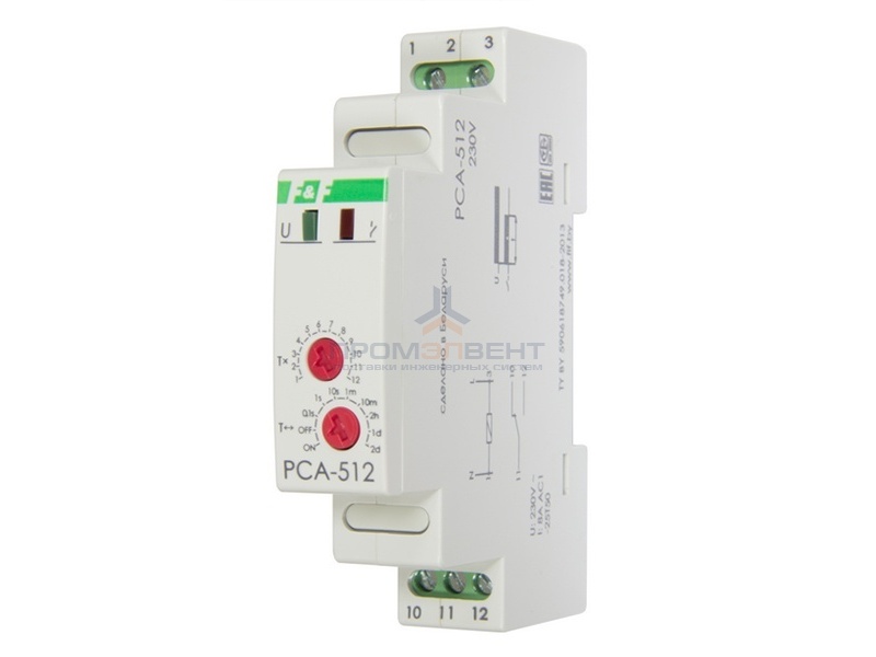 Реле времени PCA-512 0.1с - 24дн., 8А, 1NO/NC, задержка выключения